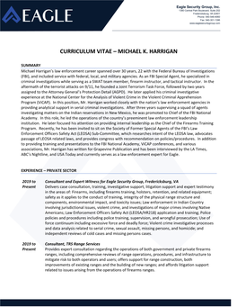 Curriculum Vitae – Michael K. Harrigan