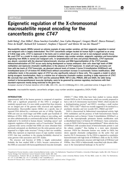 Epigenetic Regulation of the X-Chromosomal Macrosatellite Repeat Encoding for the Cancer/Testis Gene CT47