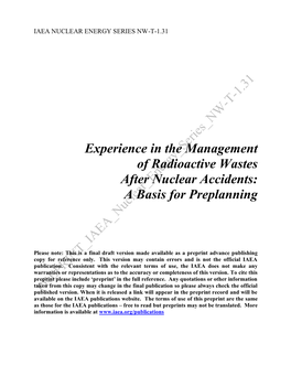 Experience in the Management of Radioactive Wastes After Nuclear Accidents: a Basis for Preplanning