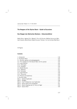 The Neogene of the Styrian Basin – Guide to Excursions Das Neogen Des Steirischen Beckens – Exkursionsführer