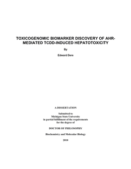 Mediated Tcdd-Induced Hepatotoxicity