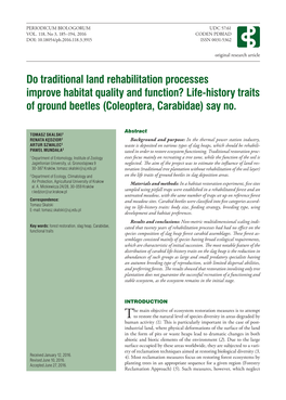 Life-History Traits of Ground Beetles (Coleoptera, Carabidae) Say No