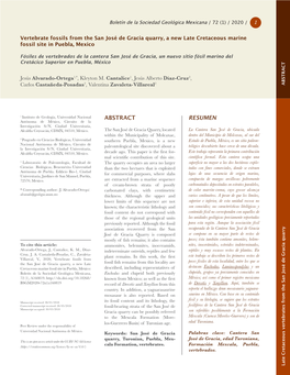 Vertebrate Fossils from the San José De Gracia Quarry, a New Late