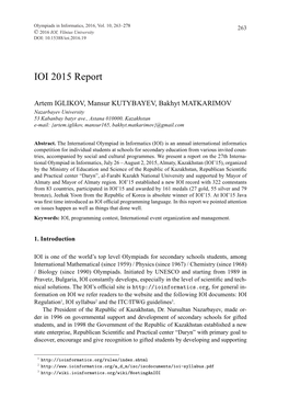 IOI 2015 Report (263-278)