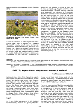 Field Trip Report: Ernest Morgan Bush Reserve, Riverhead