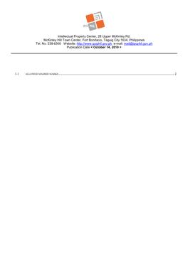 Intellectual Property Center, 28 Upper Mckinley Rd. Mckinley Hill Town Center, Fort Bonifacio, Taguig City 1634, Philippines Tel