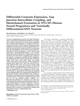 2003 Boucher S, Bennett, SAL. (2003) Differential Connexin