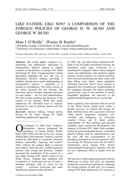 A Comparison of the Foreign Policies of George Hw Bush