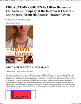 THE AUTUMN GARDEN by Lillian Hellman – the Antaeus Company at