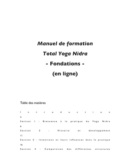 Manuel De Formation Total Yoga Nidra - Fondations - (En Ligne)