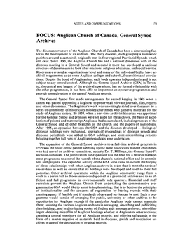 Anglican Church of Canada, General Synod Archives