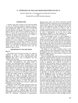 31. Petrology of Volcanic Rocks Recovered on Leg 18