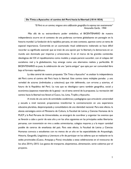 De Tinta a Ayacucho: El Camino Del Perú Hacia La Libertad (1814-1824)