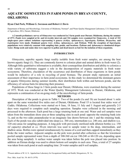 Aquatic Oomycetes in Farm Ponds in Bryan County, Oklahoma