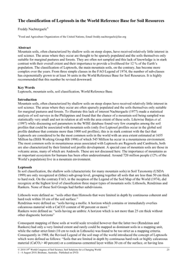 The Classification of Leptosols in the World Reference Base for Soil Resources