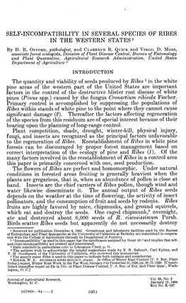 Self-Incompatibility in Several Species of Ribes in the Western States ^^