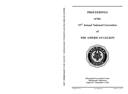 PROCEEDINGS of the 93 Annual National Convention of the AMERICAN LEGION