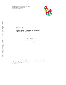 Some Open Problems in Quantum Information Theory