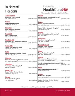 In-Network Hospitals Contracted Through Multiplan