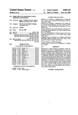 United States Patent (19) 11) Patent Number: 4,889,730 Roberts Et Al