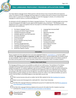 Ynlc Language Proficiency Program Application Form