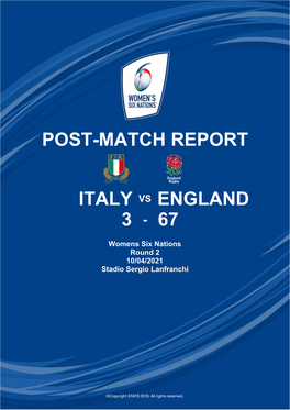 Post-Matchreport Italy Vs England 3-67