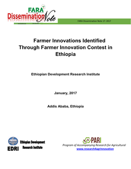 Farmer Innovations Identified Through Farmer Innovation Contest in Ethiopia