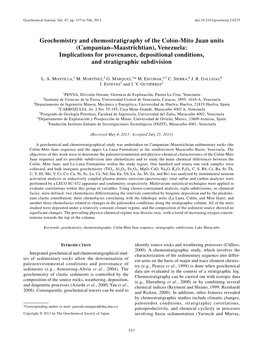 Geochemistry and Chemostratigraphy of the Colón-Mito Juan Units