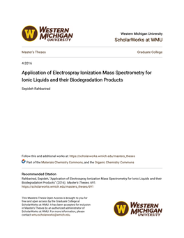 Application of Electrospray Ionization Mass Spectrometry for Ionic Liquids and Their Biodegradation Products