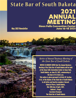 The Notice of Annual Meeting of State Bar of South Dakota Business