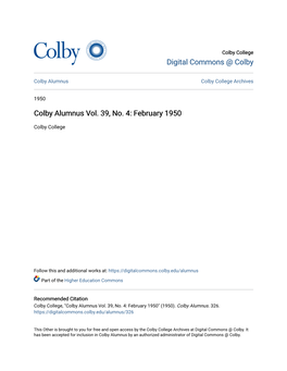 Colby Alumnus Vol. 39, No. 4: February 1950