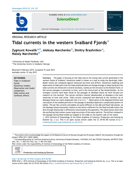 Tidal Currents in the Western Svalbard Fjords