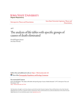The Analysis of Life Tables with Specific Groups of Causes of Death Eliminated