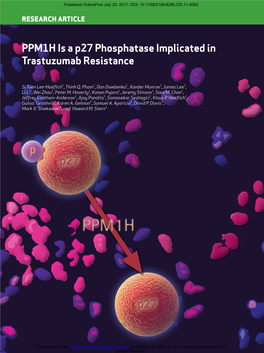 PPM1H Is a P27 Phosphatase Implicated in Trastuzumab Resistance