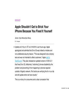 Apple Shouldn't Get to Brick Your Iphone Because You Fixed It Yourself