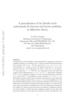 A Generalization of the Zernike Circle Polynomials for Forward and Inverse