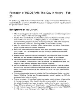 Formation of INCOSPAR: This Day in History – Feb 23