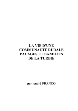 La Vie D'une Communaute Rurale Pacages Et Bandites De La Turbie