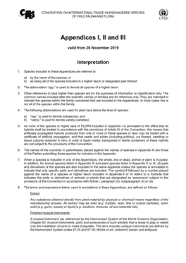 CITES Appendices I, II and III Valid from 26.11.19