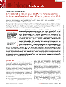 Pevonedistat, a First-In-Class NEDD8-Activating Enzyme Inhibitor, Combined with Azacitidine in Patients With