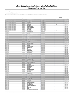 Book Collection: Nonfiction - High School Edition Database Coverage List