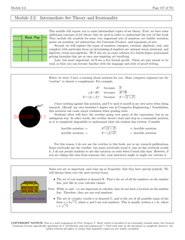 Module 2.2: Intermediate Set Theory and Irrationality