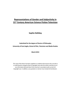 Representations of Gender and Subjectivity in 21St Century American Science Fiction Television