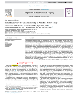 Radial Soundwave for Sesamoidopathy in Athletes: a Pilot Study