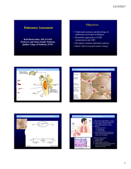 Pulmonary Assessment Objectives