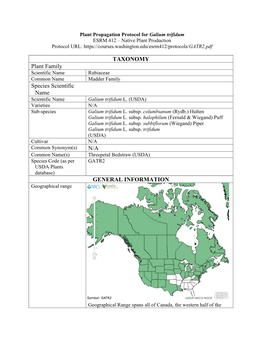 TAXONOMY Plant Family Species Scientific Name N/A GENERAL