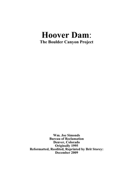 Hoover Dam, Boulder Canyon Project