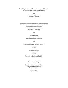 Novel Applications of Machine Learning and Statistics for Genome-Resolved Metagenomic Data