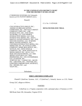 Case 1:11-Cv-00829-SLR Document 31 Filed 11/18/11 Page 1 of 23 Pageid #: 112