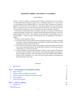 Nilpotent Orbits and Finite W-Algebras